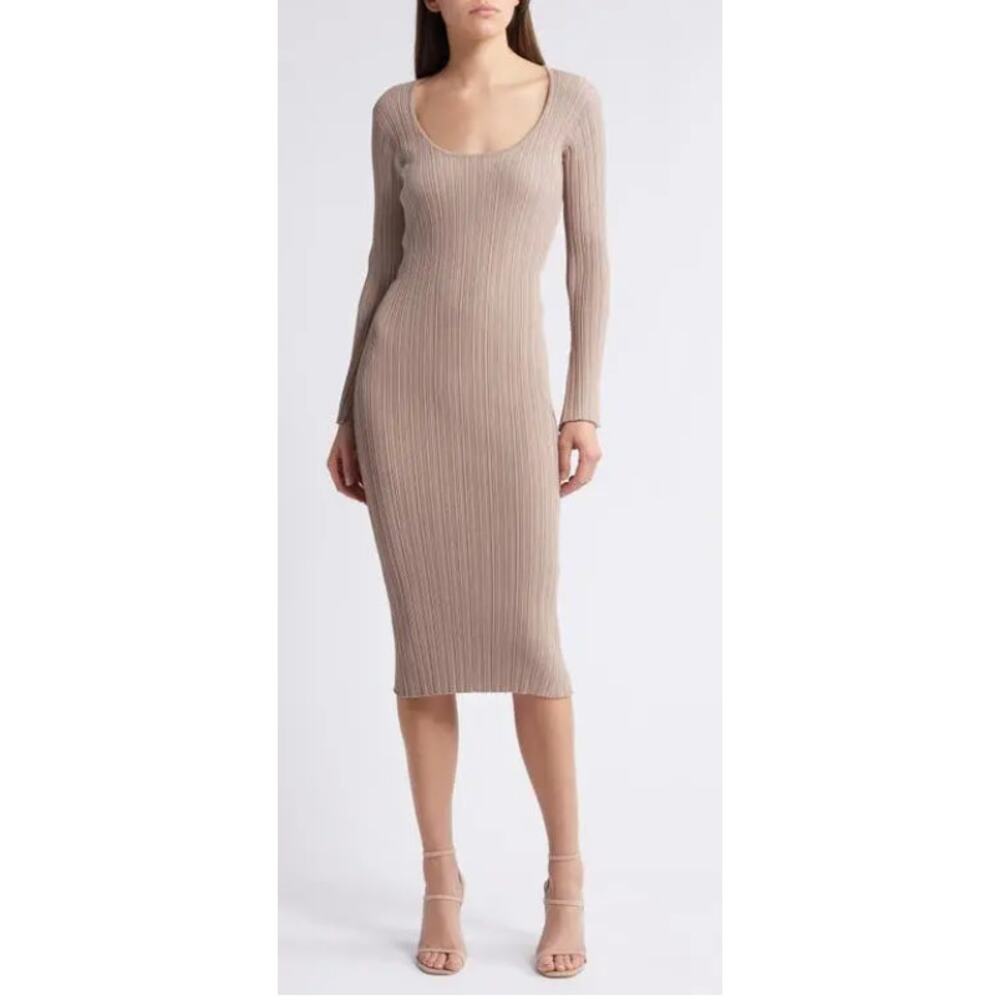 WAYF Alexi Long Sleeve Rib Dress Size XS